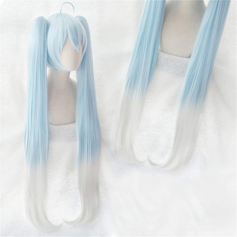 Xingwang Queen Anime Cosplay Wig 120cm Long Light Blue Gradient White Clip on Double Ponytails - Image 3